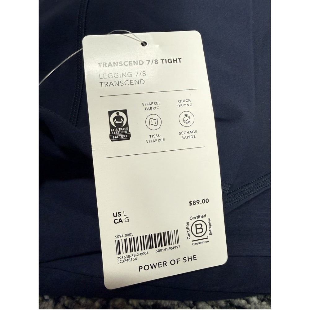 Athleta Large transcend 7/8 Tight Leggings, Navy Heather NWT - Picture 3 of 7